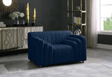 Naya Velvet Chair - Modern Deep Channel Tufted Design with Gold Metal Legs for Chic Living Spaces