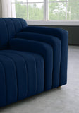Naya Velvet Chair - Modern Deep Channel Tufted Design with Gold Metal Legs for Chic Living Spaces