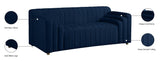 Naya Contemporary Loveseat with Deep Channel Tufting and Gold Metal Legs for Modern Living Spaces