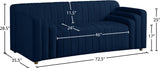 Naya Contemporary Loveseat with Deep Channel Tufting and Gold Metal Legs for Modern Living Spaces