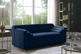 Naya Contemporary Loveseat with Deep Channel Tufting and Gold Metal Legs for Modern Living Spaces