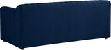 Naya Contemporary Loveseat with Deep Channel Tufting and Gold Metal Legs for Modern Living Spaces