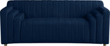 Naya Contemporary Loveseat with Deep Channel Tufting and Gold Metal Legs for Modern Living Spaces