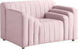 Naya Velvet Chair - Modern Deep Channel Tufted Design with Gold Metal Legs for Chic Living Spaces