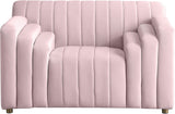 Naya Velvet Chair - Modern Deep Channel Tufted Design with Gold Metal Legs for Chic Living Spaces