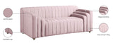 Naya Contemporary Loveseat with Deep Channel Tufting and Gold Metal Legs for Modern Living Spaces
