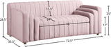 Naya Contemporary Loveseat with Deep Channel Tufting and Gold Metal Legs for Modern Living Spaces