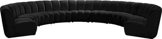 Infinity Modular 9-Piece Sectional Sofa – Luxurious Velvet Upholstery, Deep Channel Tufting, Modern Design