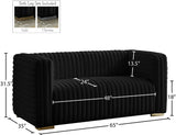 Ravish Velvet Loveseat - Modern Elegance with Deep Channel Tufting & Stylish Gold or Chrome Legs