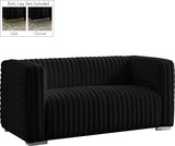 Ravish Velvet Loveseat - Modern Elegance with Deep Channel Tufting & Stylish Gold or Chrome Legs