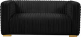 Ravish Velvet Loveseat - Modern Elegance with Deep Channel Tufting & Stylish Gold or Chrome Legs