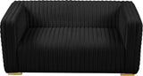 Ravish Velvet Loveseat - Modern Elegance with Deep Channel Tufting & Stylish Gold or Chrome Legs