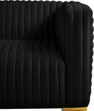 Ravish Velvet Sofa - Elegant Contemporary Design with Deep Channel Tufting & Stylish Metal Legs