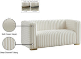 Ravish Velvet Loveseat - Modern Elegance with Deep Channel Tufting & Stylish Gold or Chrome Legs