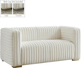 Ravish Velvet Loveseat - Modern Elegance with Deep Channel Tufting & Stylish Gold or Chrome Legs