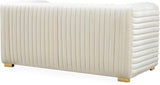Ravish Velvet Loveseat - Modern Elegance with Deep Channel Tufting & Stylish Gold or Chrome Legs