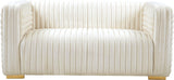 Ravish Velvet Loveseat - Modern Elegance with Deep Channel Tufting & Stylish Gold or Chrome Legs