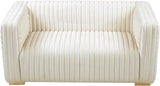 Ravish Velvet Loveseat - Modern Elegance with Deep Channel Tufting & Stylish Gold or Chrome Legs