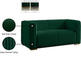 Ravish Velvet Loveseat - Modern Elegance with Deep Channel Tufting & Stylish Gold or Chrome Legs