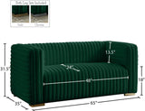 Ravish Velvet Loveseat - Modern Elegance with Deep Channel Tufting & Stylish Gold or Chrome Legs