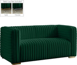 Ravish Velvet Loveseat - Modern Elegance with Deep Channel Tufting & Stylish Gold or Chrome Legs