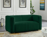 Ravish Velvet Loveseat - Modern Elegance with Deep Channel Tufting & Stylish Gold or Chrome Legs