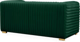 Ravish Velvet Loveseat - Modern Elegance with Deep Channel Tufting & Stylish Gold or Chrome Legs