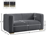 Ravish Velvet Loveseat - Modern Elegance with Deep Channel Tufting & Stylish Gold or Chrome Legs