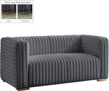 Ravish Velvet Loveseat - Modern Elegance with Deep Channel Tufting & Stylish Gold or Chrome Legs