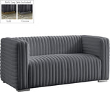 Ravish Velvet Loveseat - Modern Elegance with Deep Channel Tufting & Stylish Gold or Chrome Legs