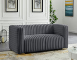 Ravish Velvet Loveseat - Modern Elegance with Deep Channel Tufting & Stylish Gold or Chrome Legs
