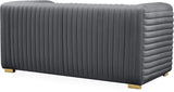 Ravish Velvet Loveseat - Modern Elegance with Deep Channel Tufting & Stylish Gold or Chrome Legs