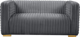 Ravish Velvet Loveseat - Modern Elegance with Deep Channel Tufting & Stylish Gold or Chrome Legs