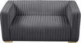Ravish Velvet Loveseat - Modern Elegance with Deep Channel Tufting & Stylish Gold or Chrome Legs