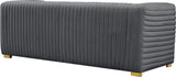 Ravish Velvet Sofa - Elegant Contemporary Design with Deep Channel Tufting & Stylish Metal Legs