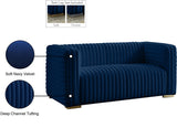 Ravish Velvet Loveseat - Modern Elegance with Deep Channel Tufting & Stylish Gold or Chrome Legs