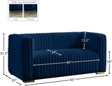 Ravish Velvet Loveseat - Modern Elegance with Deep Channel Tufting & Stylish Gold or Chrome Legs