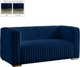 Ravish Velvet Loveseat - Modern Elegance with Deep Channel Tufting & Stylish Gold or Chrome Legs