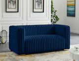 Ravish Velvet Loveseat - Modern Elegance with Deep Channel Tufting & Stylish Gold or Chrome Legs