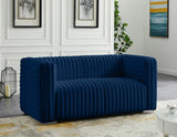 Ravish Velvet Loveseat - Modern Elegance with Deep Channel Tufting & Stylish Gold or Chrome Legs
