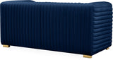 Ravish Velvet Loveseat - Modern Elegance with Deep Channel Tufting & Stylish Gold or Chrome Legs