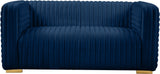 Ravish Velvet Loveseat - Modern Elegance with Deep Channel Tufting & Stylish Gold or Chrome Legs