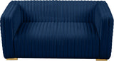 Ravish Velvet Loveseat - Modern Elegance with Deep Channel Tufting & Stylish Gold or Chrome Legs