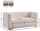 Ravish Velvet Loveseat - Modern Elegance with Deep Channel Tufting & Stylish Gold or Chrome Legs