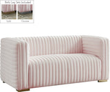 Ravish Velvet Loveseat - Modern Elegance with Deep Channel Tufting & Stylish Gold or Chrome Legs