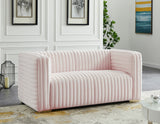Ravish Velvet Loveseat - Modern Elegance with Deep Channel Tufting & Stylish Gold or Chrome Legs