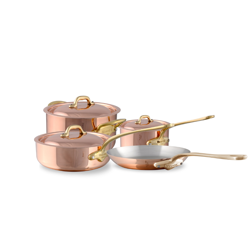 Mauviel M'Heritage 150 B 7-Piece Copper Cookware Set With Brass Handles