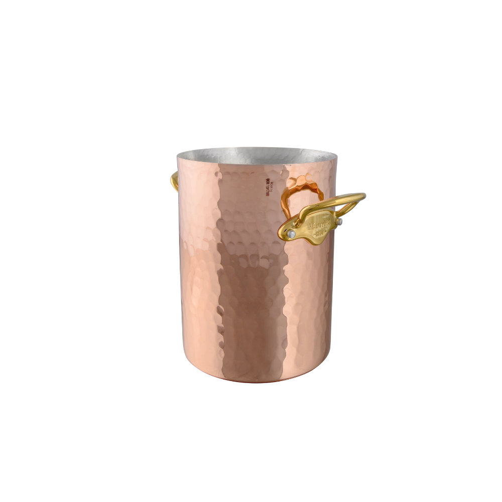 Mauviel M'30 Hammered Copper Wine Bucket With Brass Handles, 4.3-Quart