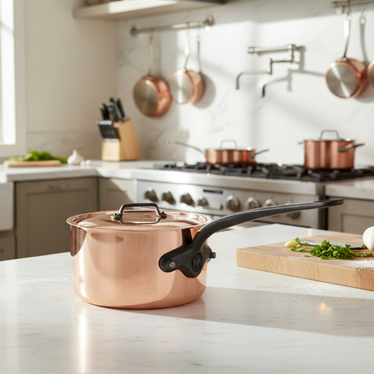 Mauviel M'Heritage M'150 CI Sauce Pan With Cast Iron Handle, 2.8-Qt