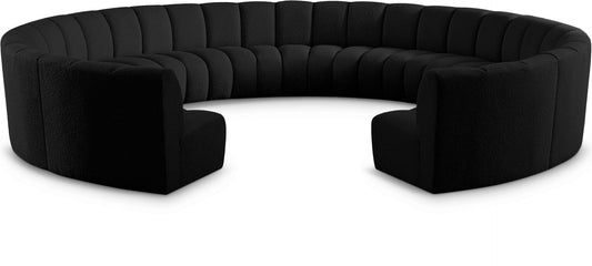 Infinity Boucle Fabric Modern 11pc. Modular Sectional Sofa with Deep Channel Tufting Design